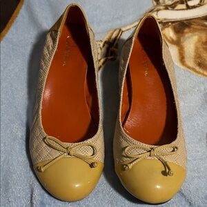 Cole Haan two toned Beige and Yellow Wedges size 9.5B
